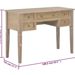 VIDAXL - Bureau marron 109,5 x 45 x 77,5 cm bois