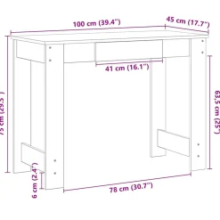 VIDAXL - Bureau sonoma gris 100x45x75 cm bois d'ingénierie