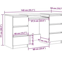 VIDAXL - Bureau vieux bois 140x50x77 cm bois d'ingénierie