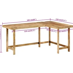 VIDAXL - Bureau 165x110x75 cm bois massif de manguier
