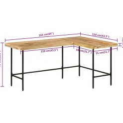 VIDAXL - Bureau 165x110x77 cm bois massif de manguier et fer
