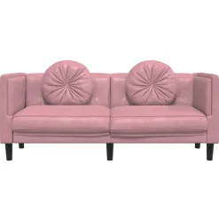 VIDAXL - Canapé avec coussins 2 places rose velours