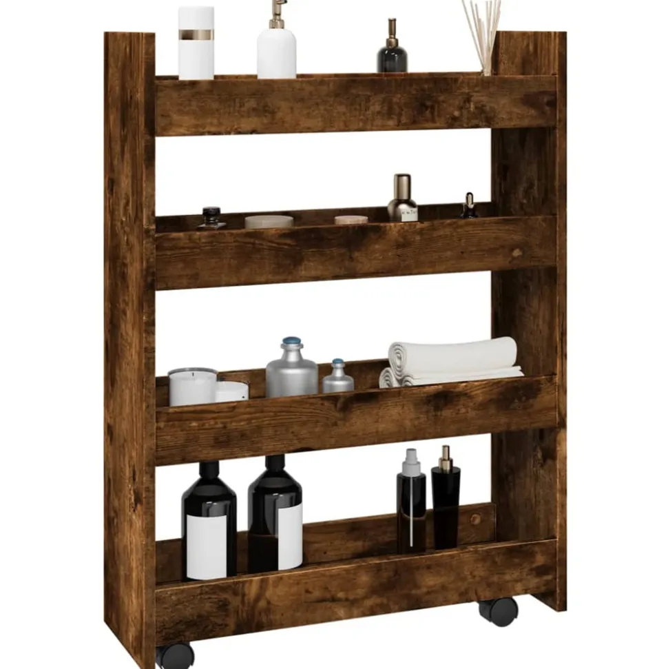 VIDAXL - Chariot de rangement étroit 4 niveaux chêne fumé