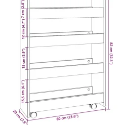 VIDAXL - Chariot de rangement étroit 4 niveaux chêne fumé