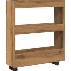 VIDAXL - Chariot de rangement étroit 3 niveaux chêne artisanal