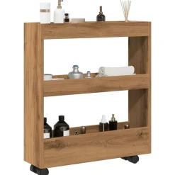 VIDAXL - Chariot de rangement étroit 3 niveaux chêne artisanal