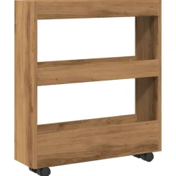 VIDAXL - Chariot de rangement étroit 3 niveaux chêne artisanal