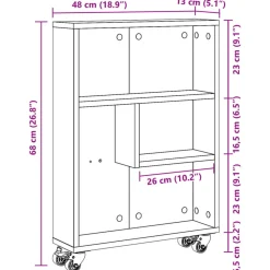 VIDAXL - Chariot de rangement étroit chêne artisanal bois d'ingénierie