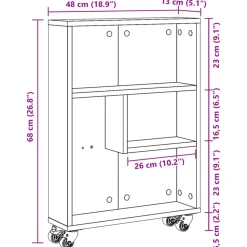 VIDAXL - Chariot de rangement étroit chêne fumé bois d'ingénierie