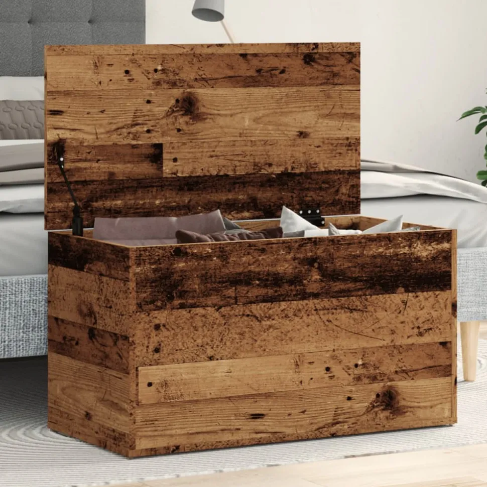 VIDAXL - Coffre de rangement vieux bois 84x42x46 cm bois d'ingénierie