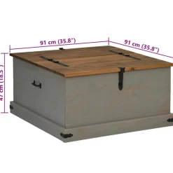 VIDAXL - Coffre de rangement halden gris 91x91x47 cm bois massif pin