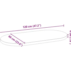 VIDAXL - Dessus de table marron foncé 120x60x4cm bois chêne massif ovale