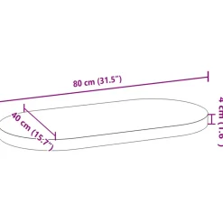 VIDAXL - Dessus de table marron foncé 80x40x4 cm bois chêne massif ovale