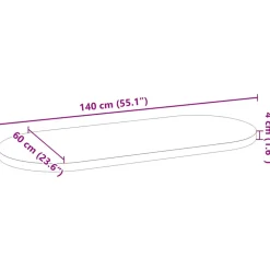 VIDAXL - Dessus de table marron foncé 140x60x4cm bois chêne massif ovale