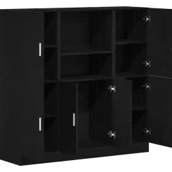 VIDAXL - Ensemble d'armoires de cuisine 3 pcs noir bois d'ingénierie