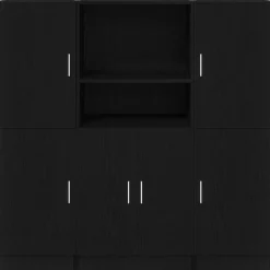 VIDAXL - Ensemble d'armoires de cuisine 3 pcs noir bois d'ingénierie