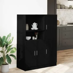 VIDAXL - Ensemble d'armoires de cuisine 2 pcs noir bois d'ingénierie