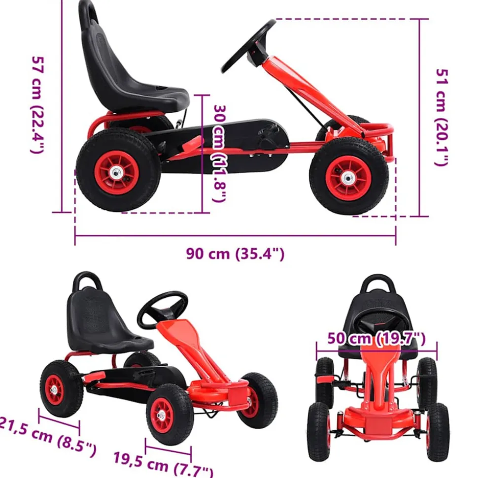 VIDAXL - Kart à pédales avec pneus rouge