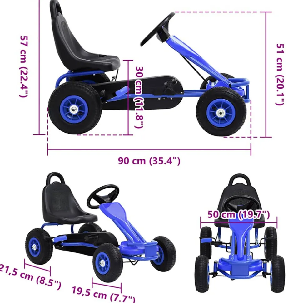 VIDAXL - Kart à pédales avec pneus bleu