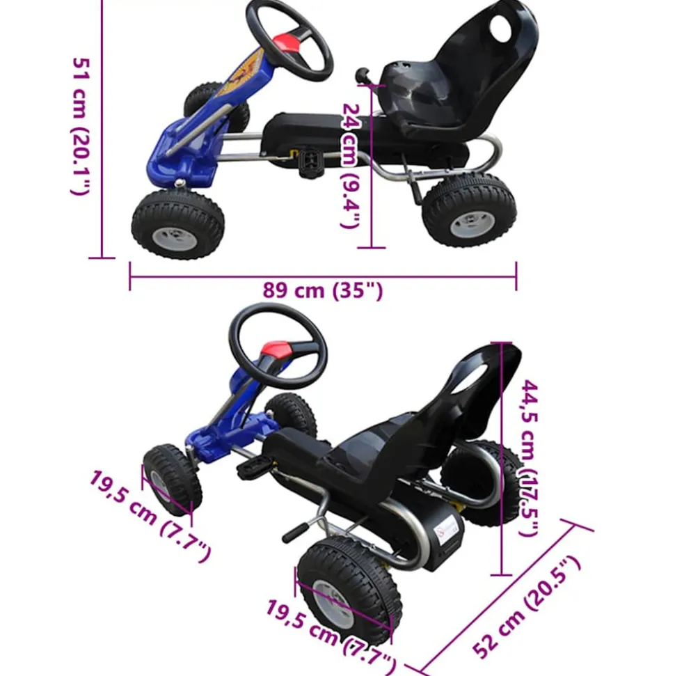 VIDAXL - Kart à pédales bleu
