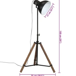 VIDAXL - Lampadaire 25 w noir 75x75x90-150 cm e27