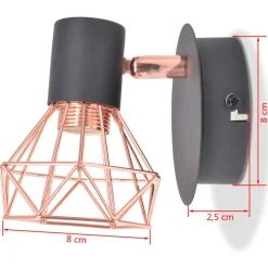 VIDAXL - Lampe murale 2 pcs e14 noir et cuivre