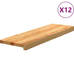 VIDAXL - Marches d'escalier 12 pcs marron clair 80x25x2 cm chêne massif