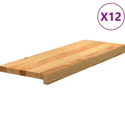 VIDAXL - Marches d'escalier 12 pcs marron clair 70x30x2 cm chêne massif
