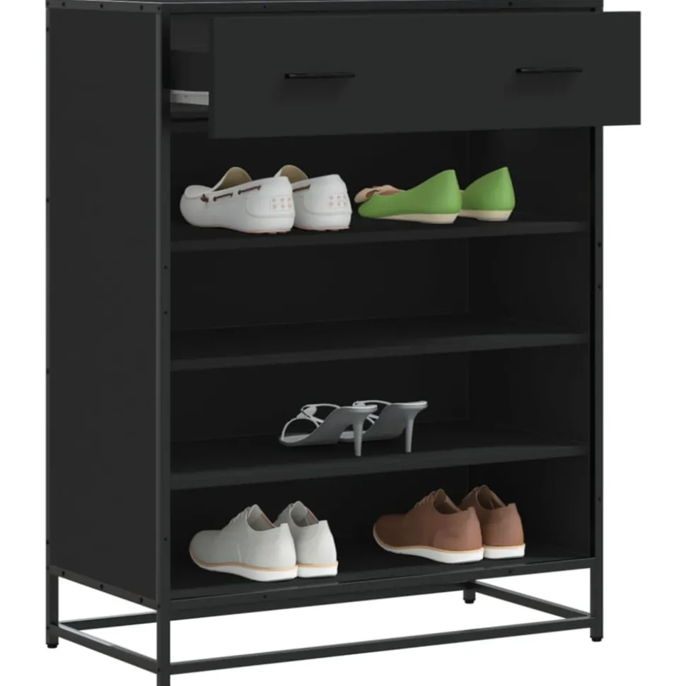 VIDAXL - Meuble à chaussures noir 75x38x97,5 cm bois d'ingénierie métal