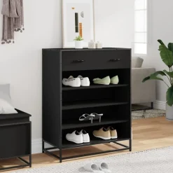 VIDAXL - Meuble à chaussures noir 75x38x97,5 cm bois d'ingénierie métal