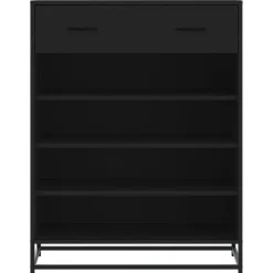 VIDAXL - Meuble à chaussures noir 75x38x97,5 cm bois d'ingénierie métal