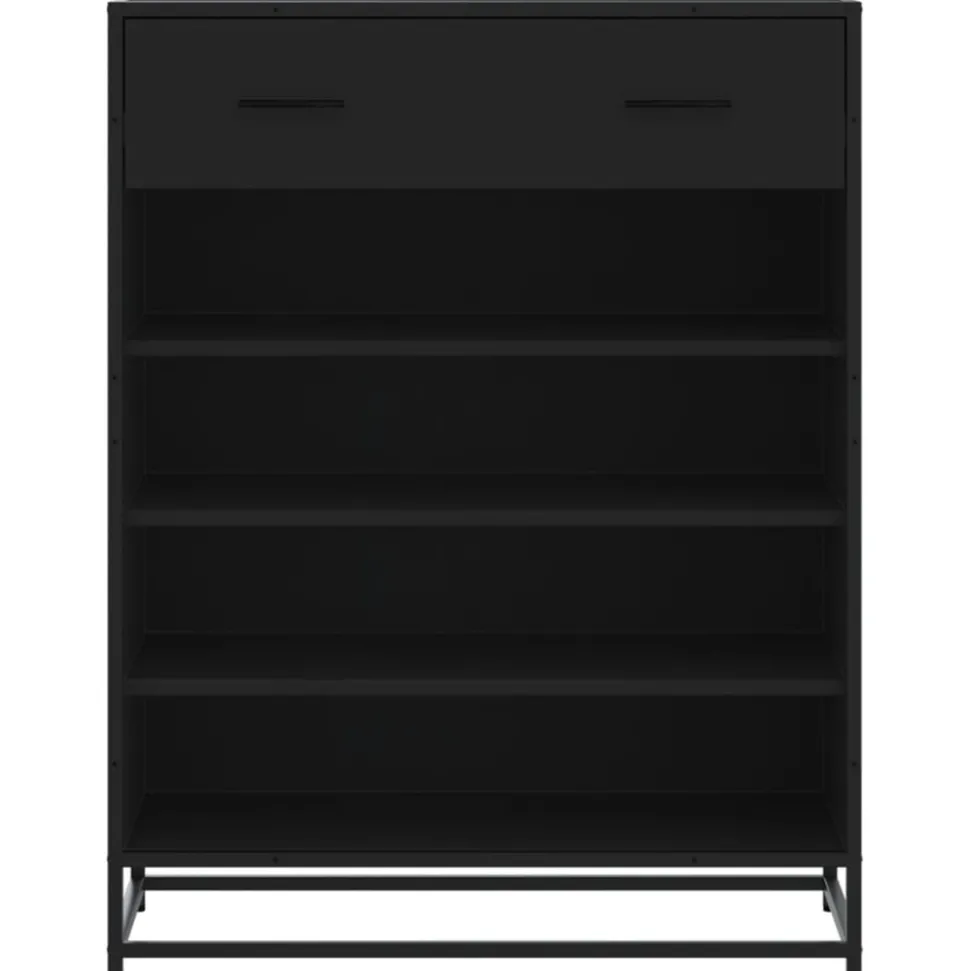 VIDAXL - Meuble à chaussures noir 75x38x97,5 cm bois d'ingénierie métal