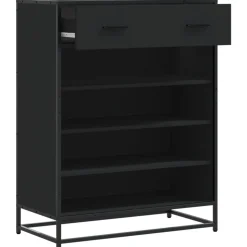 VIDAXL - Meuble à chaussures noir 75x38x97,5 cm bois d'ingénierie métal