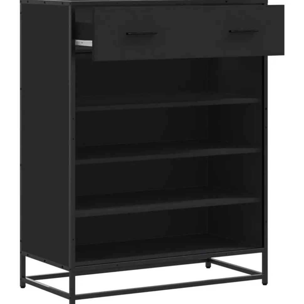 VIDAXL - Meuble à chaussures noir 75x38x97,5 cm bois d'ingénierie métal