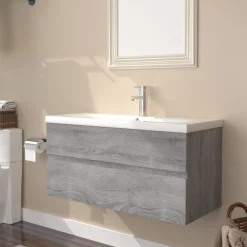 VIDAXL - Meuble lavabo avec bassin intégré sonoma gris bois d'ingénierie