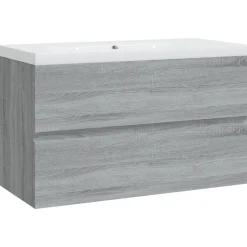 VIDAXL - Meuble lavabo avec bassin intégré sonoma gris bois d'ingénierie