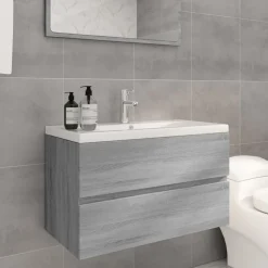 VIDAXL - Meuble lavabo avec bassin intégré sonoma gris bois d'ingénierie