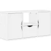 VIDAXL - Meuble tv avec tiroir odda blanc 79x24x40 cm bois massif pin