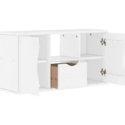 VIDAXL - Meuble tv avec tiroir odda blanc 79x24x40 cm bois massif pin