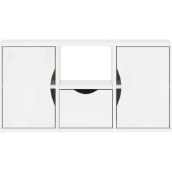 VIDAXL - Meuble tv avec tiroir odda blanc 79x24x40 cm bois massif pin