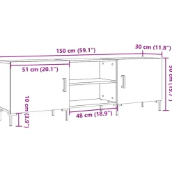 VIDAXL - Meuble tv chêne artisanal 150x30x50 cm bois d'ingénierie