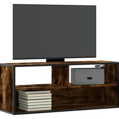 VIDAXL - Meuble tv chêne fumé 100x31x39,5 cm bois d'ingénierie et métal