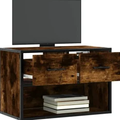 VIDAXL - Meuble tv chêne fumé 60x31x39,5 cm bois d'ingénierie et métal