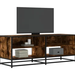 VIDAXL - Meuble tv chêne fumé 120,5x40x46 cm bois d'ingénierie et métal