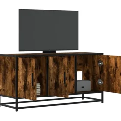VIDAXL - Meuble tv chêne fumé 100x35x50 cm bois d'ingénierie et métal