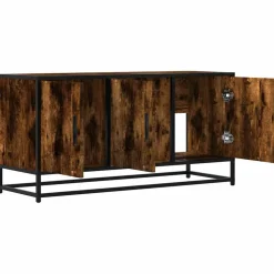 VIDAXL - Meuble tv chêne fumé 100x35x50 cm bois d'ingénierie et métal