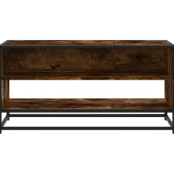 VIDAXL - Meuble tv chêne fumé 91x40x46 cm bois d'ingénierie et métal