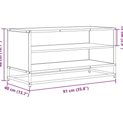 VIDAXL - Meuble tv chêne fumé 91x40x46 cm bois d'ingénierie et métal