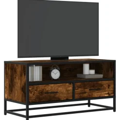 VIDAXL - Meuble tv chêne fumé 80x34,5x40 cm bois d'ingénierie et métal