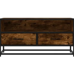 VIDAXL - Meuble tv chêne fumé 80x34,5x40 cm bois d'ingénierie et métal